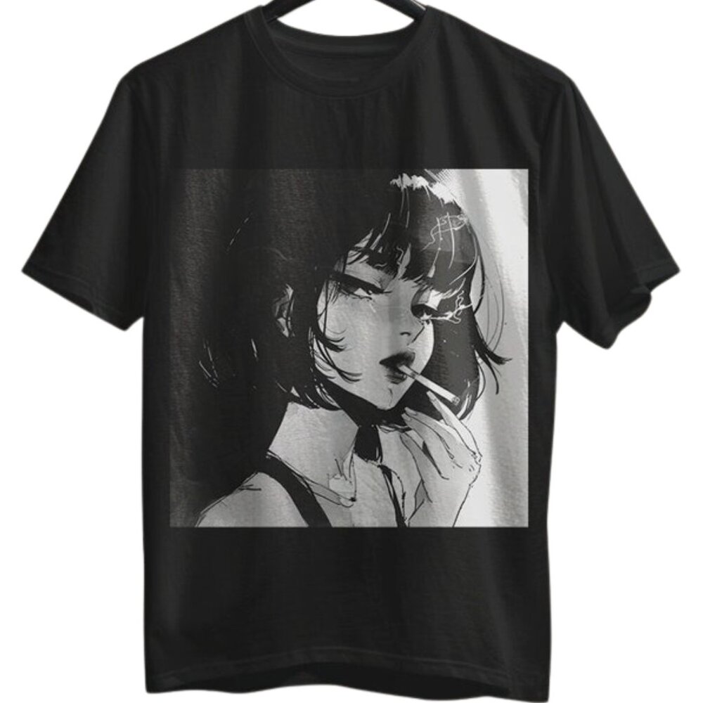 90s Anime Girl T-Shirt, Alt Anime Harajuku Fashion